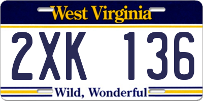 WV license plate 2XK136