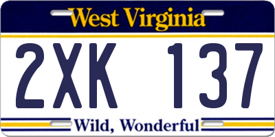 WV license plate 2XK137
