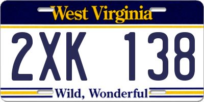 WV license plate 2XK138