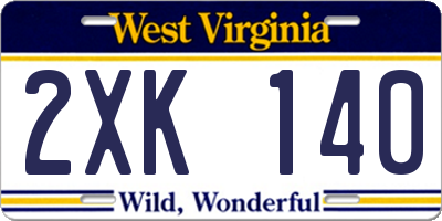 WV license plate 2XK140