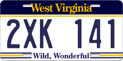 WV license plate 2XK141
