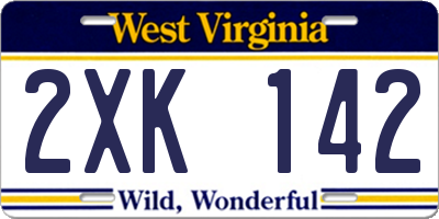 WV license plate 2XK142
