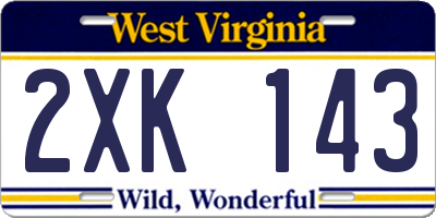 WV license plate 2XK143
