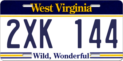 WV license plate 2XK144
