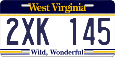 WV license plate 2XK145