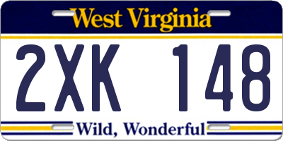WV license plate 2XK148
