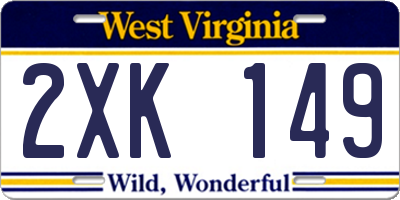 WV license plate 2XK149