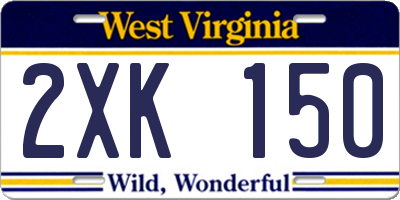 WV license plate 2XK150