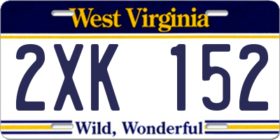 WV license plate 2XK152