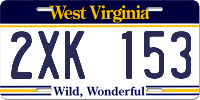 WV license plate 2XK153
