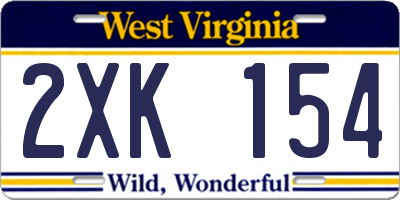 WV license plate 2XK154