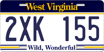 WV license plate 2XK155