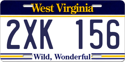 WV license plate 2XK156