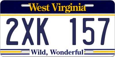 WV license plate 2XK157