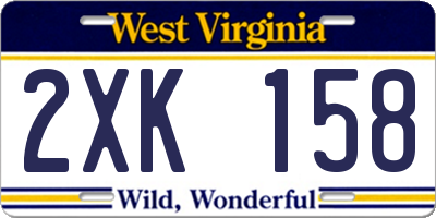 WV license plate 2XK158