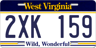 WV license plate 2XK159