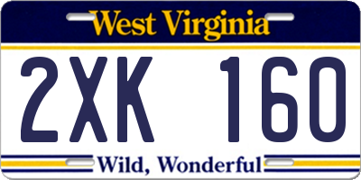 WV license plate 2XK160