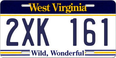 WV license plate 2XK161