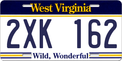 WV license plate 2XK162