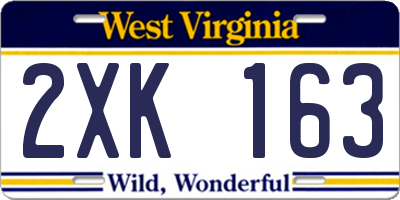 WV license plate 2XK163