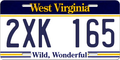 WV license plate 2XK165