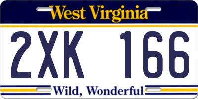 WV license plate 2XK166