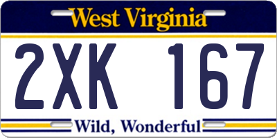 WV license plate 2XK167
