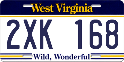 WV license plate 2XK168