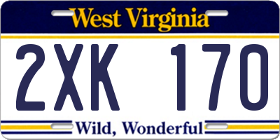 WV license plate 2XK170