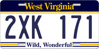 WV license plate 2XK171