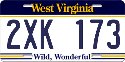 WV license plate 2XK173