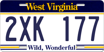 WV license plate 2XK177