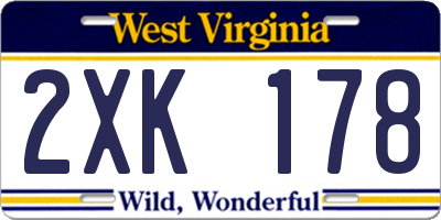WV license plate 2XK178