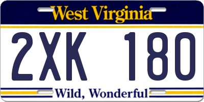 WV license plate 2XK180
