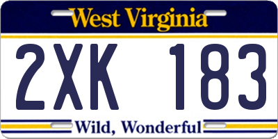 WV license plate 2XK183