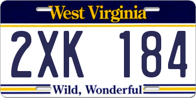 WV license plate 2XK184