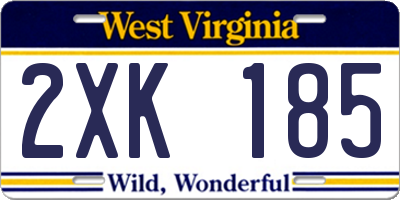 WV license plate 2XK185