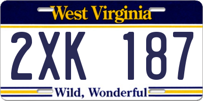 WV license plate 2XK187