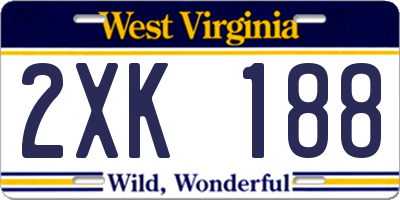 WV license plate 2XK188