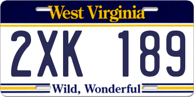 WV license plate 2XK189