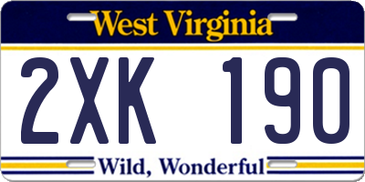WV license plate 2XK190