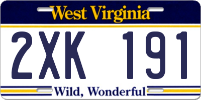 WV license plate 2XK191