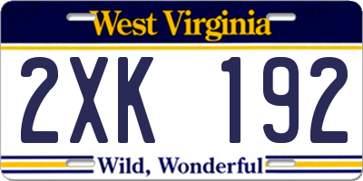 WV license plate 2XK192