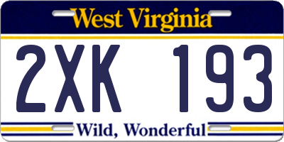 WV license plate 2XK193