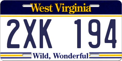 WV license plate 2XK194