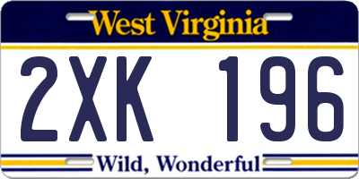 WV license plate 2XK196