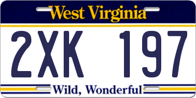WV license plate 2XK197