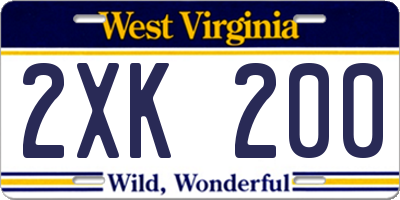 WV license plate 2XK200