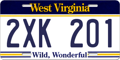 WV license plate 2XK201