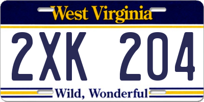 WV license plate 2XK204